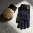 thumbnail image 6 of CYSFASHION Winter Gloves Men Plush Hot Hands Hand Warmers Thermal Fall Fashion Must Have Faux Fur Wool Womens Mittens Navy, 6 of 8
