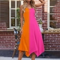 thumbnail image 4 of SMihono Women's Summer Sleeveless Color Block Dress V-Neck Irregular Hem Loose Fit Swing Dresses A-Line Short Dress Orange 6, 4 of 7