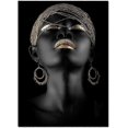 thumbnail image 1 of Arte africano Mujer negra con tocado dorado Cuadros sobre lienzo Arte de pared Pósteres de niña africana Láminas Arte de pared 60x80cm Sin marco, 1 of 5