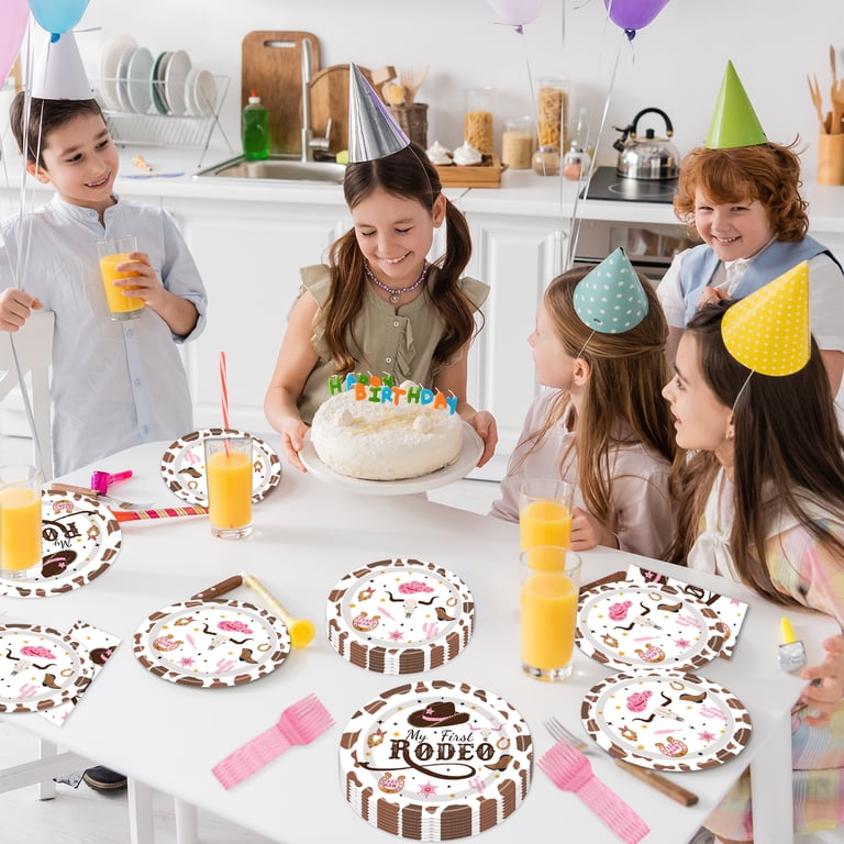 96 Pc Cowgirl Party Supplies – Western Theme Paper Plates, Napkins, Forks & Pink Tablecloths For Birthday