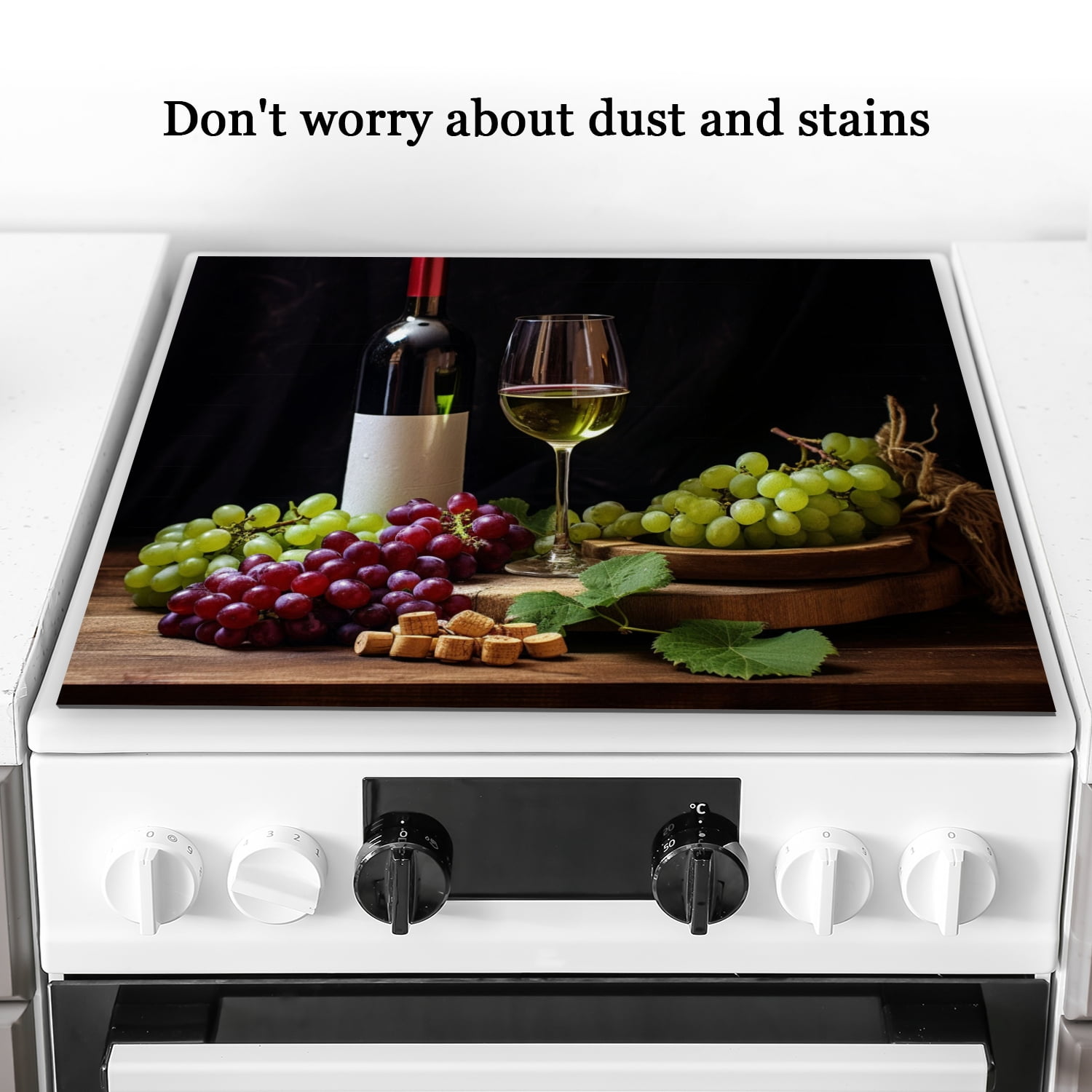 Glass Stove Top Covers For Electric Stove, Wine Square Glass Stovetop Cover, Dustproof Mat for Kitchen RV (28×20 Inch)
