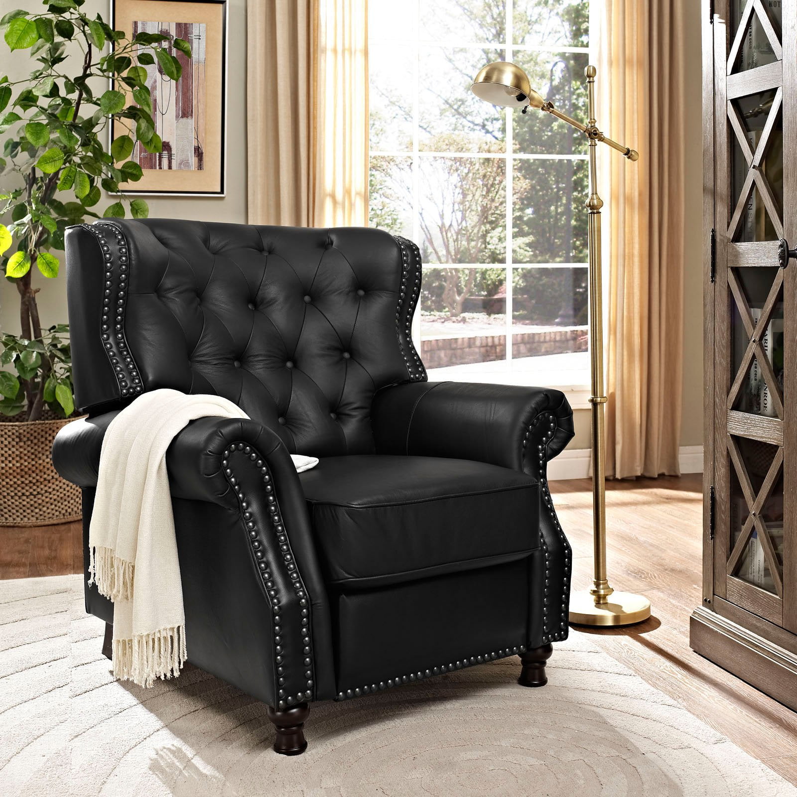 Modway Cognac Leather Recliner Dark Brown