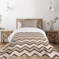 thumbnail image 3 of Ambesonne Tan Quilted Bedspread Set 2 Pcs, Classic Chevron Zigzags, Twin Size, Brown and Tan, 3 of 6