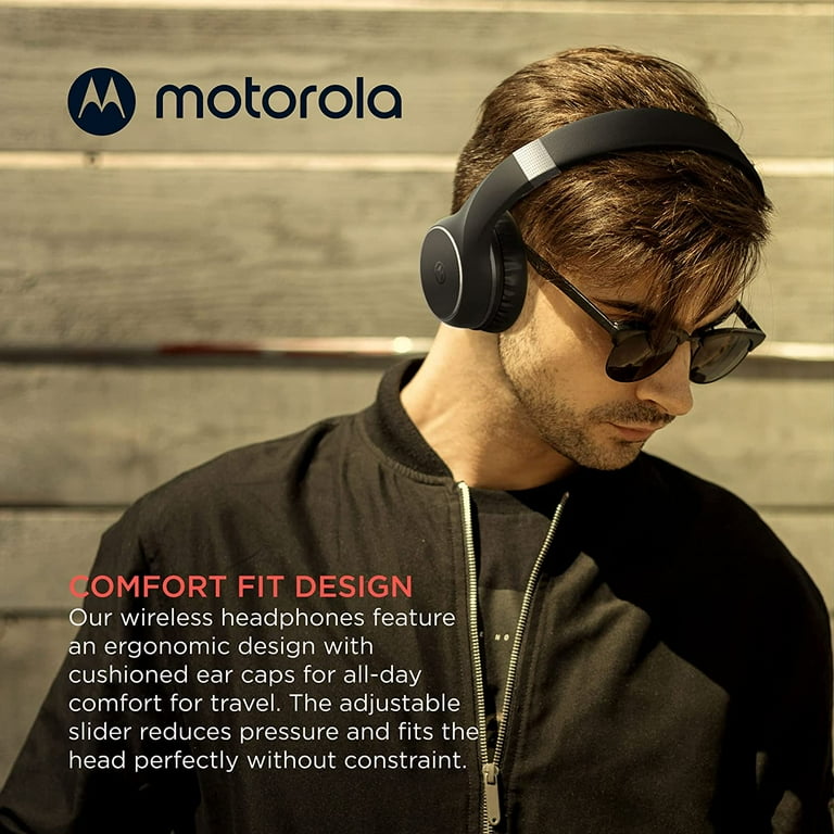 Motorola Bluetooth Wireless Headphones with Microphone Moto XT220 Over Ear Headphones in Line Control for Calls Foldable Head Phones Adjustable