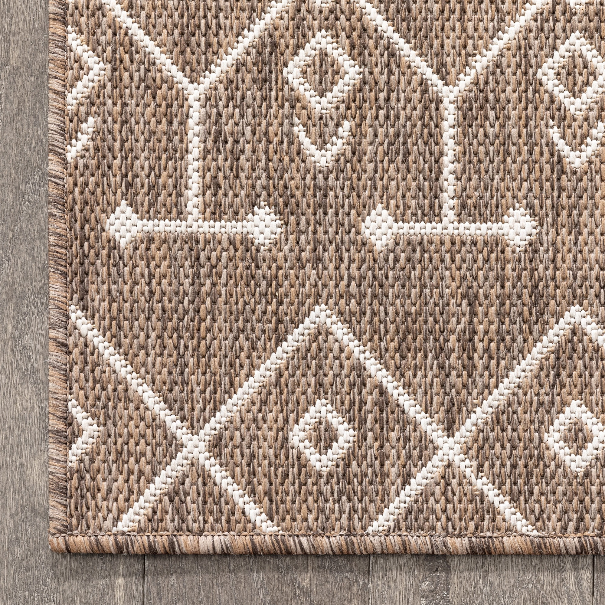Well Woven Medusa Nord Nordic Lattice Pattern Outdoor Brown/Taupe 9'3" x 12'6" Area Rug