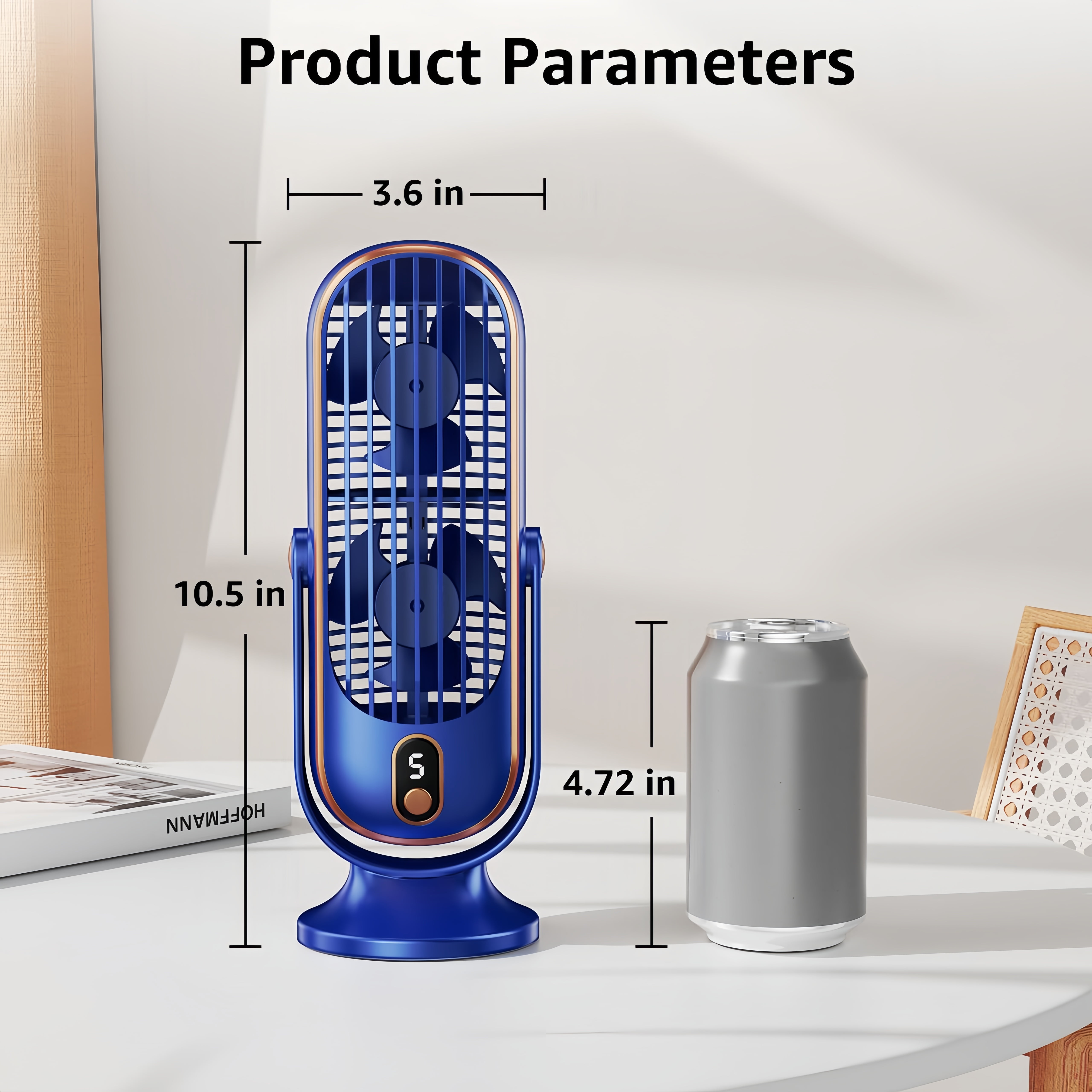 BAKIBO Portable Air Conditioner Fan, Tower Fan Portable Desk Fan with 4000m Dual Motor, 10" Air Cooler, 5-speed Air Cooling Fan 720 ° Surround Air Blower, Office, Tourism, Camping, Outdoor USB Fan