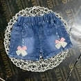 thumbnail image 2 of THDHVS Toddler Jeans,Girls Bow Detail Denim Shorts Rolled Hem Summer Casual,Jeans for Girls Blue 3-4 Years, 2 of 4