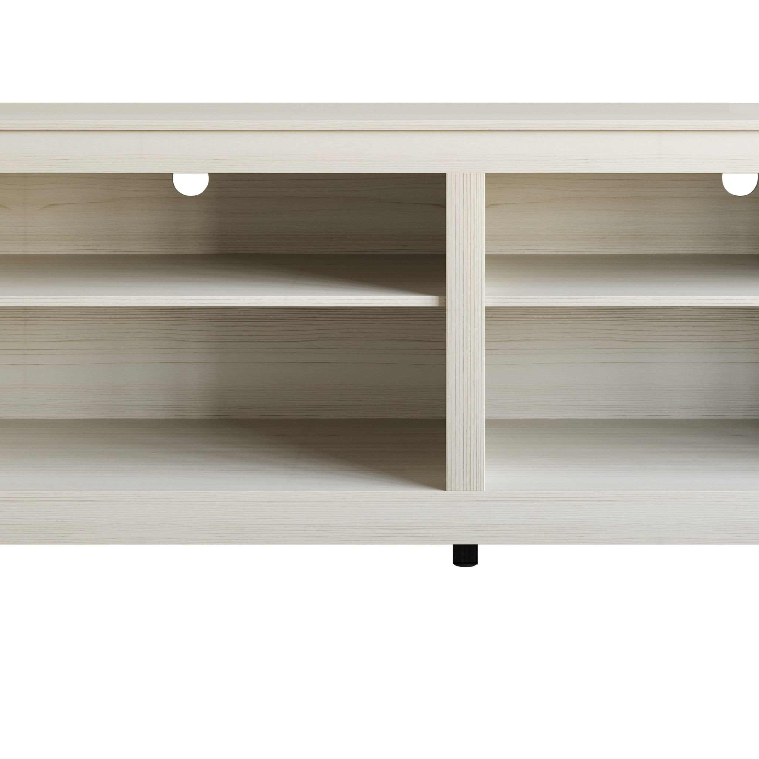 Home Design Kittery TV Stand with Open Shelves and Cable Management, Sturdy Legs, Modern Design for Living Room, Light Gray Finish