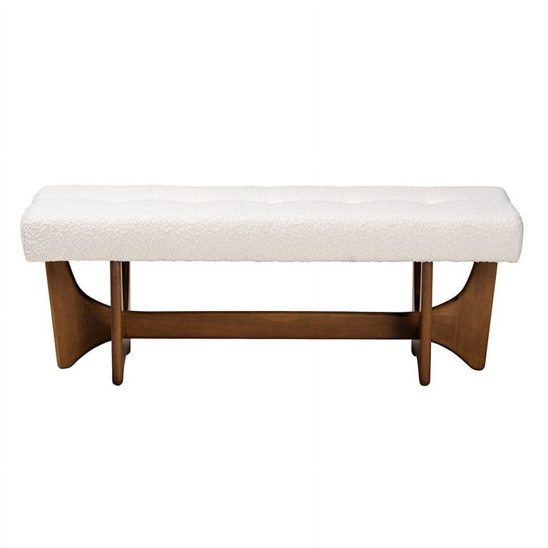 Baxton Studio Theo Japandi Bench - Cream Boucle Fabric