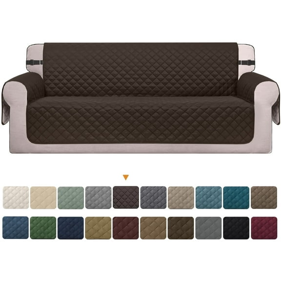Sanmadrola Reversible Sofa Cover Machine Washable Couch Cover Water Resistant Slipcover Non Slip Furniture Protector for Dogs, Children, Pets, Sofa Size, Brown