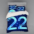 thumbnail image 2 of 22nd Birthday Duvet Cover Set, Happy Age Anniversary Theme with Digital Polygon Star Illustration, Bedding Set with Shams and Fitted Sheet, 3 Sizes, by Ambesonne, 2 of 3