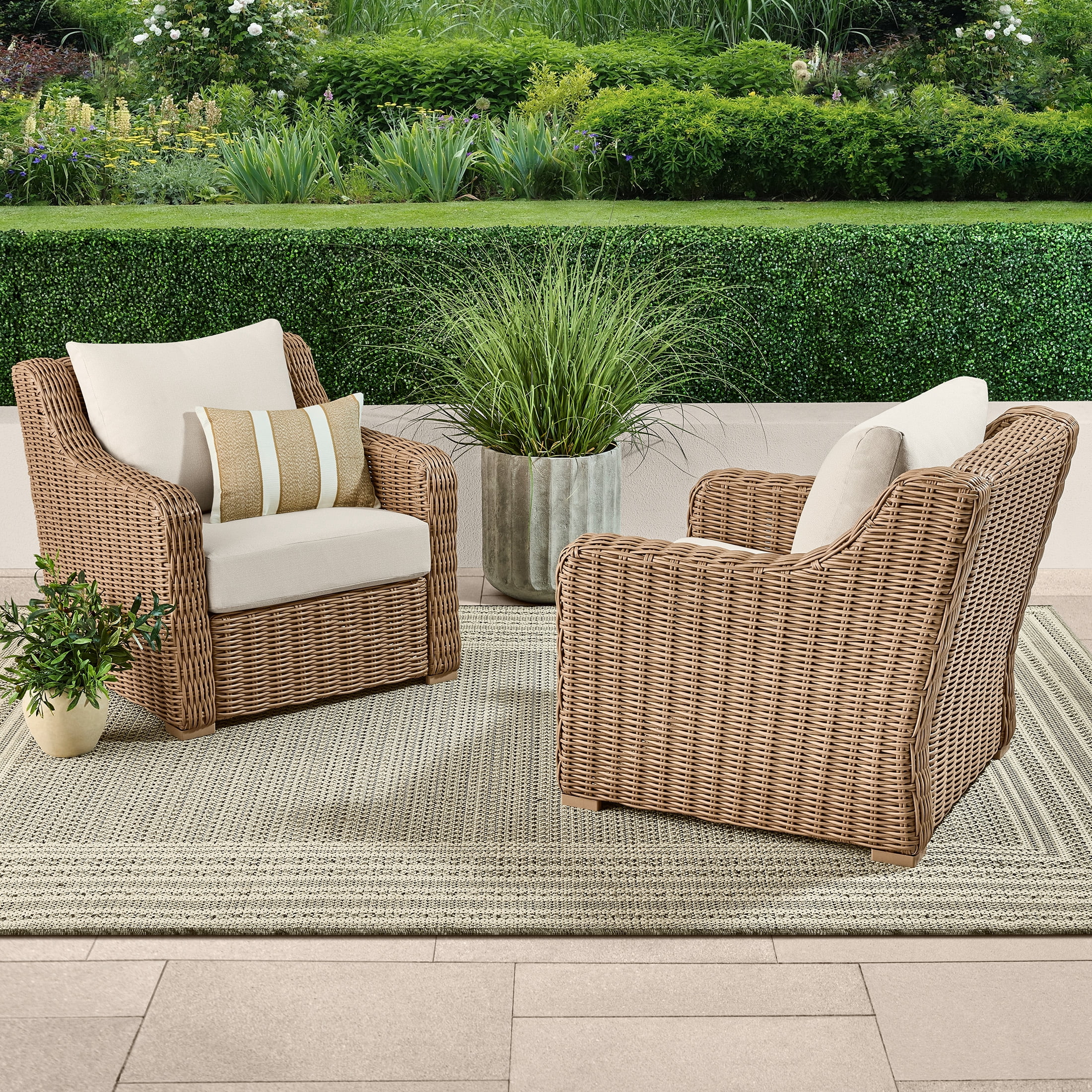 Better Homes & Gardens Bellamy 4 Piece Outdoor Patio Conversation Set, Natural