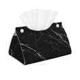 thumbnail image 2 of Lsque Black Marble Texture Abstract Printed Long Tissue Box Cover Holder, Facial Paper Organizer Dispenser,Triangle with Bottom Belt, PVC Leather Decorative Organizer, 2 of 9
