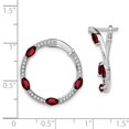 thumbnail image 4 of Auriga 14k White Gold Garnet and Diamond Hoop Earrings for Women, 4 of 6