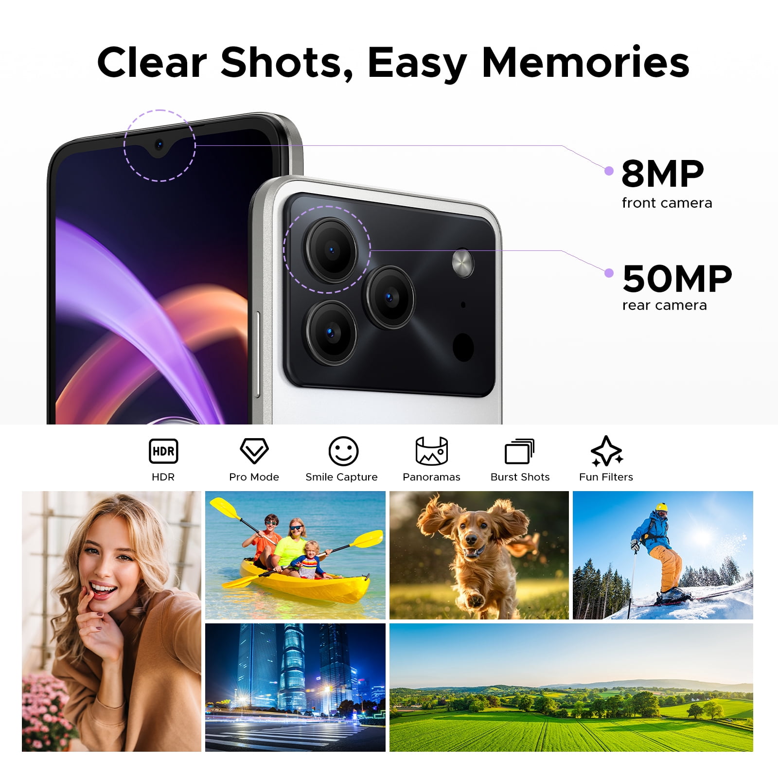 DOOGEE Note56 Plus Unlocked Android 16 Cell Phone, 48GB + 256GB/2TB TF Expand, 6.56" HD+ 90Hz Display, 6150mAh Battery, 50MP+8MP AI Camera, NFC/OTG/Side Fingerprint, 4G Dual SIM Unlocked Smartphone