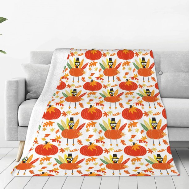Balery Happy Thanksgiving Day1 Manta de Felpa Suave y Acogedora – Cobija de Franela Aterciopelada para Cama, Lavable y Cálida para Sofá, Mascotas, Transpirable-40"x30"
