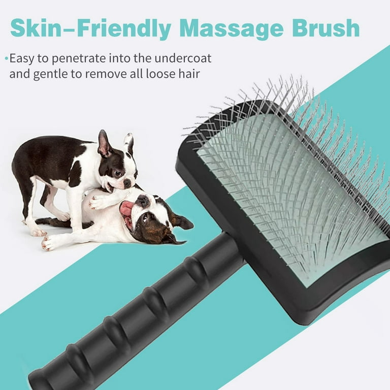 Firm Slicker Brush for Extra Long Pin Slicker Brush for Dog Pet Grooming Wire Brush and Deshedding Black