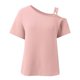 thumbnail image 4 of Top de manga corta de punto con hombros descubiertos para mujer - Blusa informal ligera - Conjunto de verano de color liso - S-XXL, 4 of 5