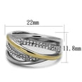 thumbnail image 2 of Womens Gold Rings Two-Tone IP Gold (Ion Plating) 316L Stainless Steel Ring with Top Grade Crystal in Clear TK2263, 2 of 4