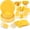 Yellow, variant on 228PCS Yellow Party Supplies Set Include Paper Plates Cups Paper Napkins Plastic Spoons Forks Knives for 30 Guests Disposable Party Dinnerware for Birthday Wedding Family Picnic