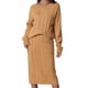 thumbnail image 1 of INSPIRAR CHIC Conjunto de Dos Piezas de Suéter de Cuello Redondo para Mujeres Otoño Invierno con Falda Midi y Bolsillos Color Caqui Talla L, 1 of 6