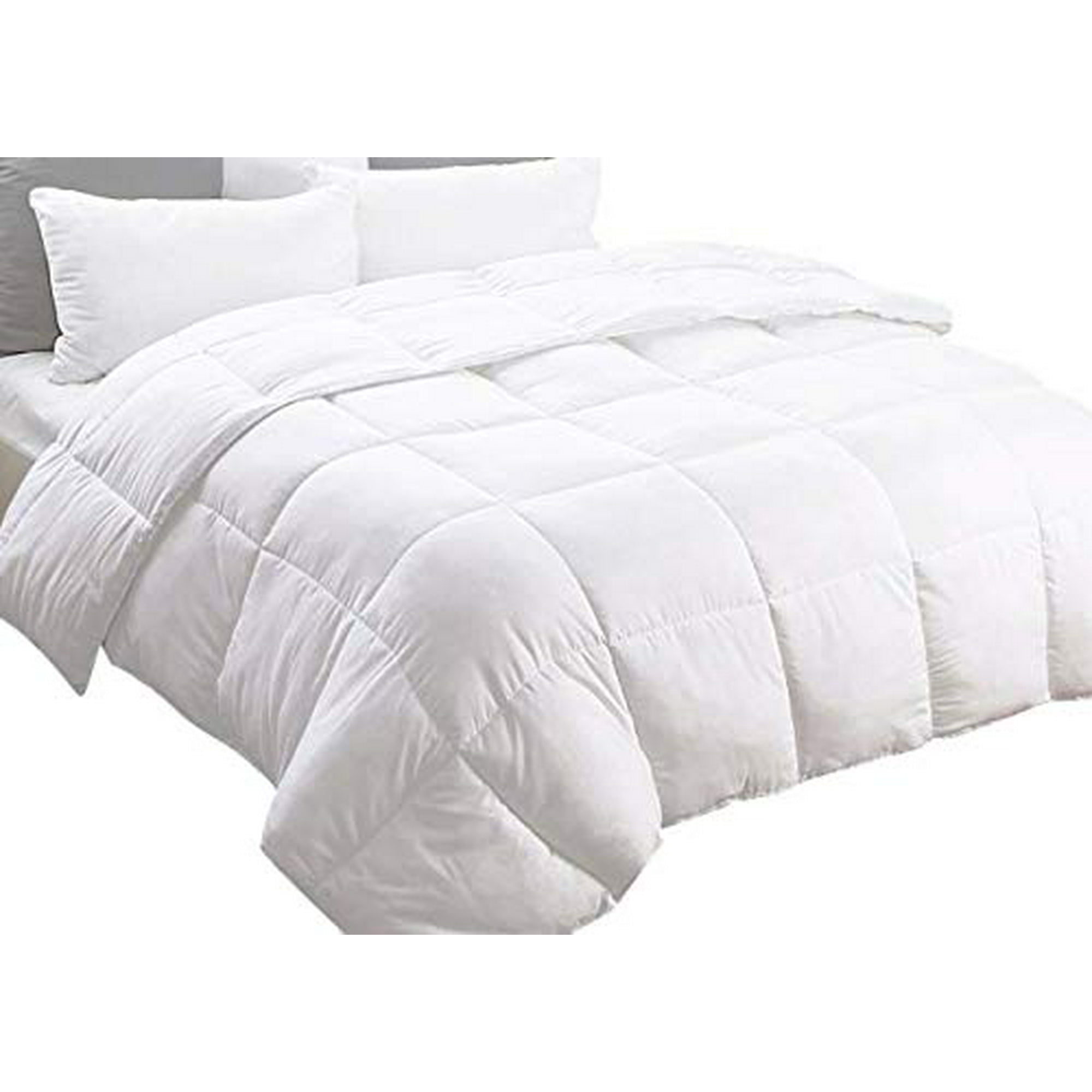 Deluxe Comfy Goose Down Alternative Box Stitch Comforter White