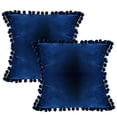 thumbnail image 1 of Decorte Funda de almohada 20x20, paquete de 2 cómodas fundas de almohada cuadradas de terciopelo con pompón suave, decoración para el hogar de granja, 1 of 5