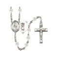 thumbnail image 1 of St. Christopher/Wrestling Silver-Plated Rosary 6mm April Crystal Fire Polished Beads Crucifix Size 1 3/8 x 3/4 medal charm, 1 of 1