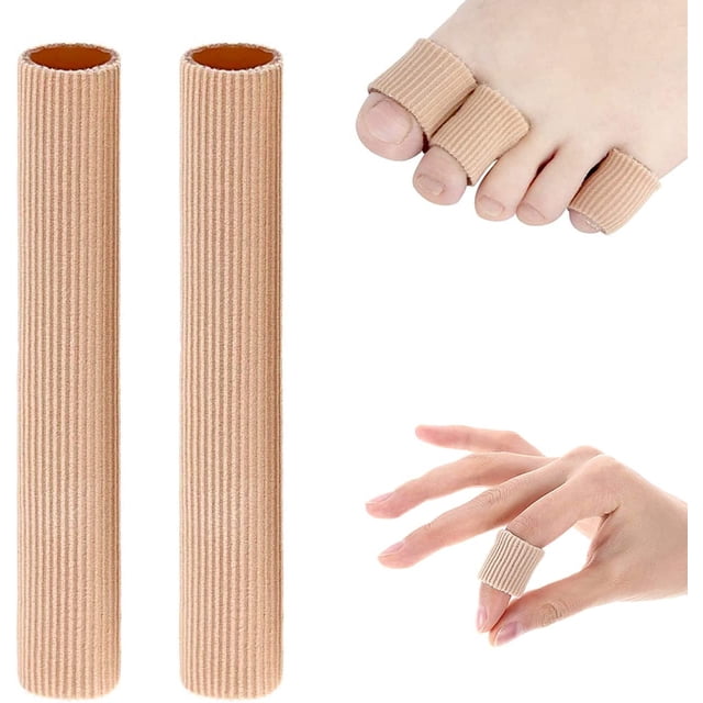 Juego de 2 protectores de dedos de silicona cortables, vendaje de tubo de protección de dedos de gel suave para eliminar callos, tratar juanetes y callosidades (para dedos medianos -1,5 cm)