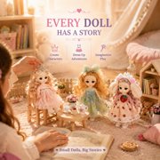 3PCS 6 inch Mini Princess Dolls Set Cute Dress Up Girl Dolls Gift Toy for 3+ Year Old Girls