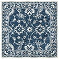thumbnail image 5 of SAFAVIEH Micro-Loop Kevin Floral Bordered Area Rug, Navy/Taupe, 5' x 5' Round, 5 of 10