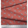 thumbnail image 2 of Soimoi Red polyester Crepe Fabric Stripe & Wild Animal Decor Fabric Printed BTY 42 Inch Wide, 2 of 3