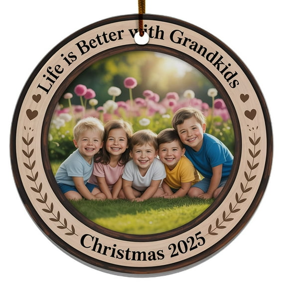 Photo Frame Life is Better with Grandkids Christmas Ornament 2025, Add Any Picture Grandkids Christmas Ornament Gift for Kids Grandparents