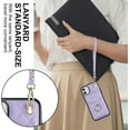 thumbnail image 7 of REQO Phone Case for iPhone 12 Pro iPhone12 6.1 Wallet Cover with Tempered Glass Screen Protector Crossbody Wrist Strap Ring RFID Blocking Card Holder Cell iPhone12pro 5G i 12s 12pro Women Purple, 7 of 7