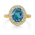 thumbnail image 2 of Gem Stone King 18K Yellow Gold Plated Silver Halo Engagement Ring Topaz Moissanite (2.68 Cttw), 2 of 3