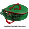 thumbnail image 3 of 25" Green Durable Wreath Storage Bag - Heavy Duty Zippered Holiday Safekeeping, 3 of 7
