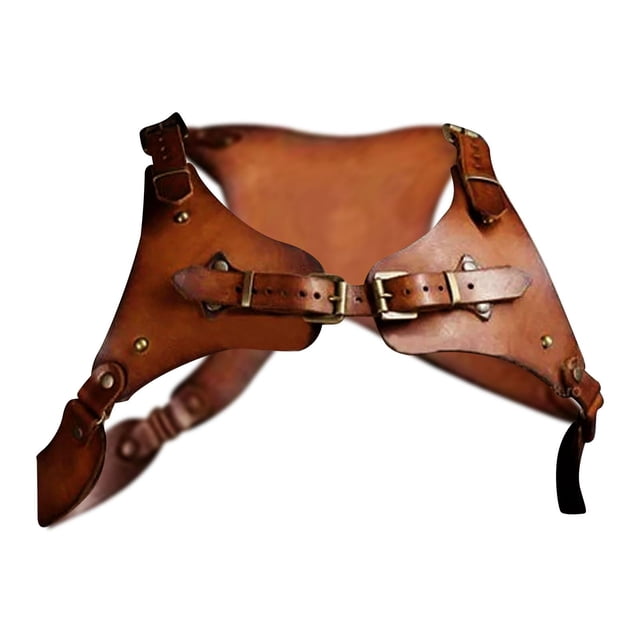 Arnés de pecho medieval de cuero PU para hombres de hombro gótica para caballero Marrón claro Jinwen Arnés de pecho medieval