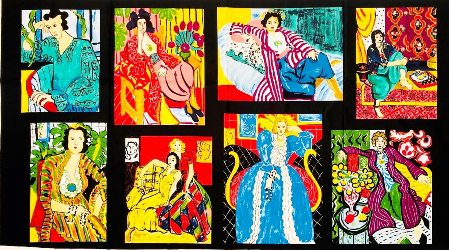 1 Panel –The Women Matisse Paintings Block Cotton Fabric Quilt Panel (Great for Quilting, Sewing, Craft Projects, Wall Hangings, and More) 23" X 44"