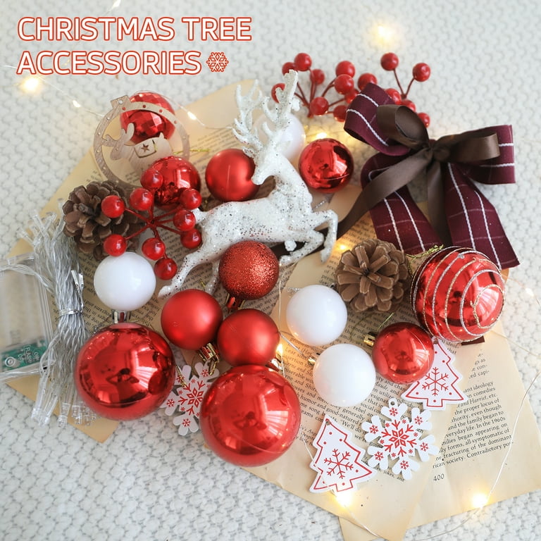 CHILDWEET 20pcs Christmas Ornaments Christmas Tree Ornaments House  Accessories for Home Decorations for Home Christmas Decor Home Decor Faux  Plant Red