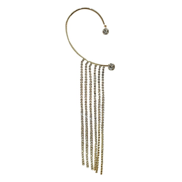 Xihbxyly Iniciar sesión en mi cuenta Pendientes largos con borlas y diamantes brillantes para mujer, de moda, para fiestas, sin orejas perforadas