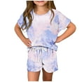 thumbnail image 2 of ATOGUTA Girls Cute T Shirt Shorts Set T-Shirt Crop Top and Drawstring Shorts Summer Tie-Dye Outfits Sizes 3T-14, 2 of 4