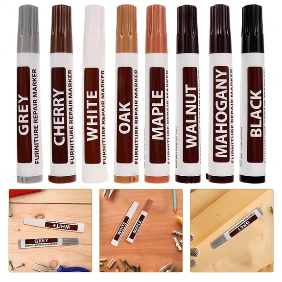 LAMIRO Furniture Scratch Repair Pens,Furniture Repair Markers,Wood Staining,Wooden Furniture Scratch Repair Kit,6-Piece Marker Set,Repairs Scratch and Damage to All Wooden Furniture and Floors