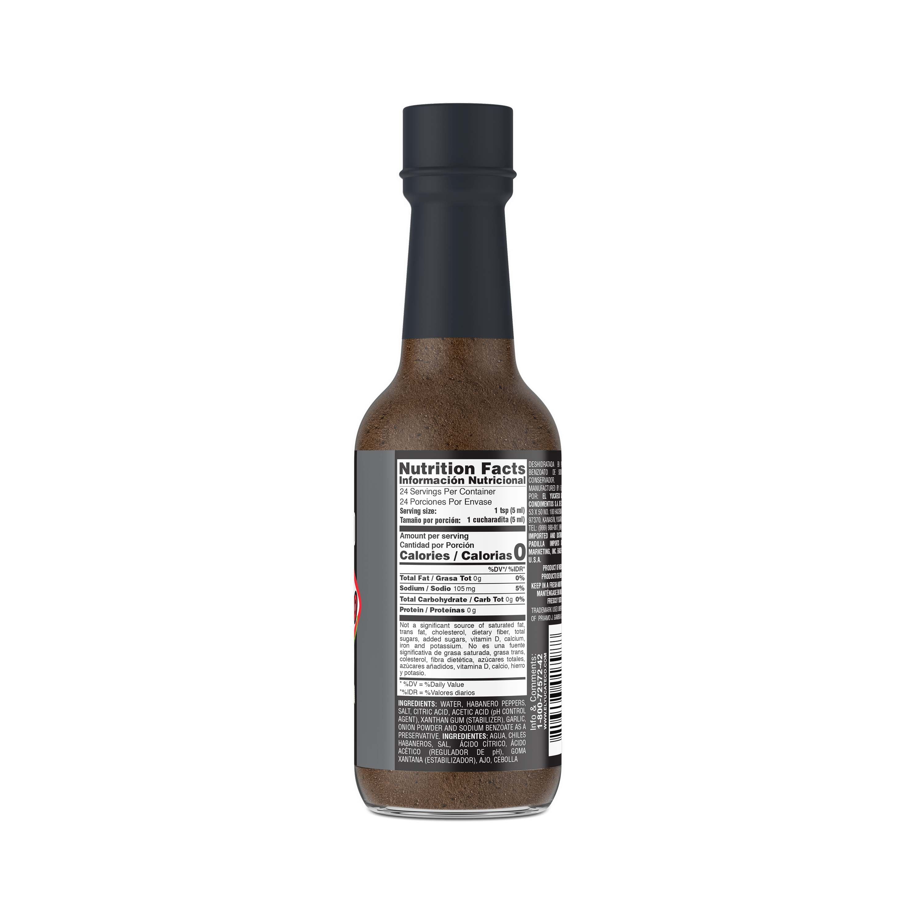 El Yucateco Black Label Reserve Chile Habanero Hot Sauce, 4 oz, No Allergens Contained