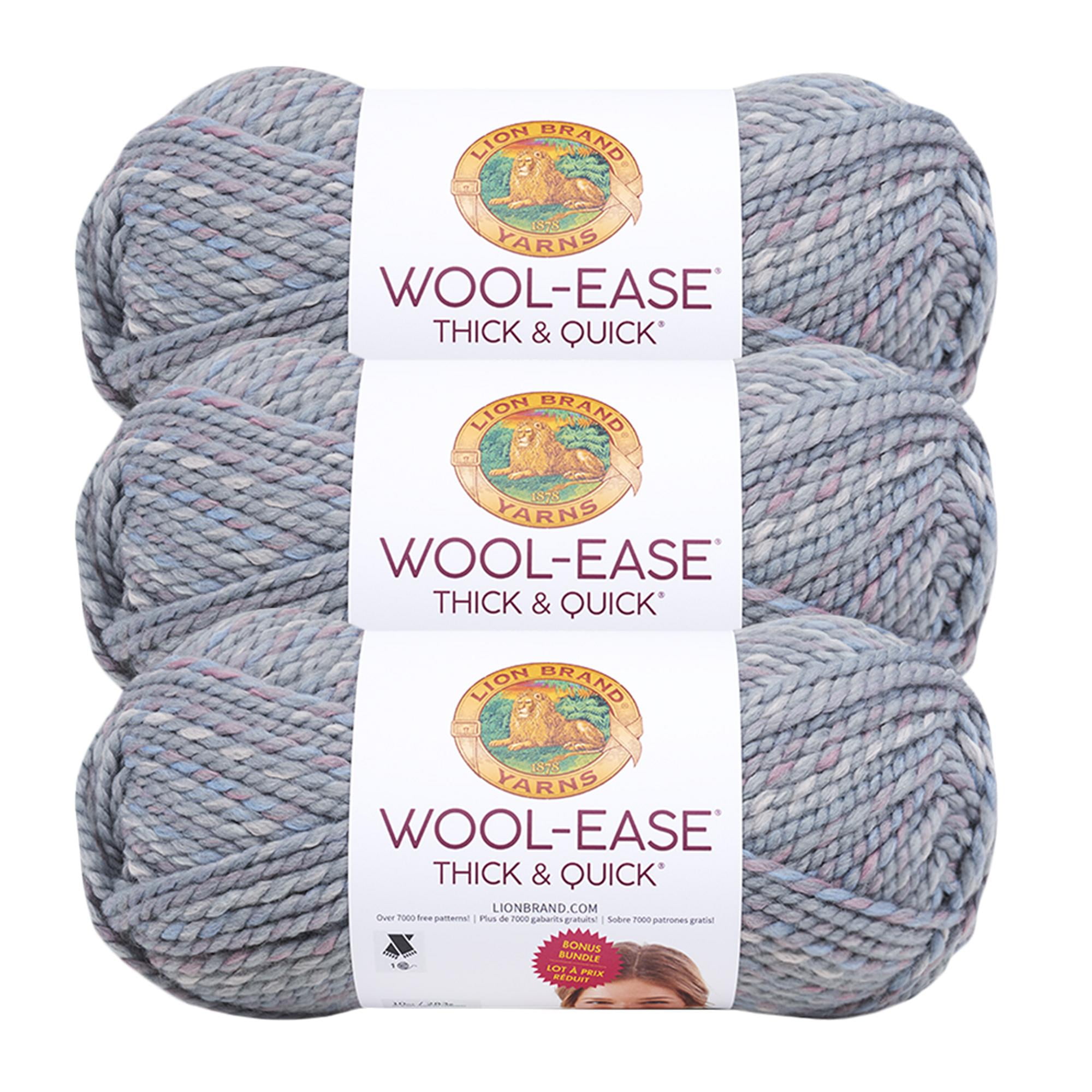 Lion Brand Yarn Wool-Ease Thick And Quick Bonus Bundle Storm Front ...