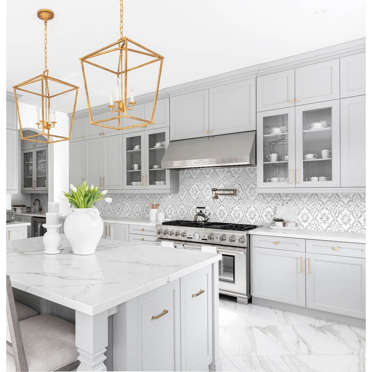 Wallquest, Inc. Luxe Haven Porto Tile Peel and Stick Wallpaper Harbor Mist