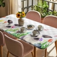 thumbnail image 3 of Easter Table Cloths for 6 Foot Rectangle Tables, Spring Botanical Rabbit Butterfly Floral Grey Plaid Patio Waterproof Elastic Fitted Tablecloths, Washable Rectangular Table Cover for Camping, 3 of 8