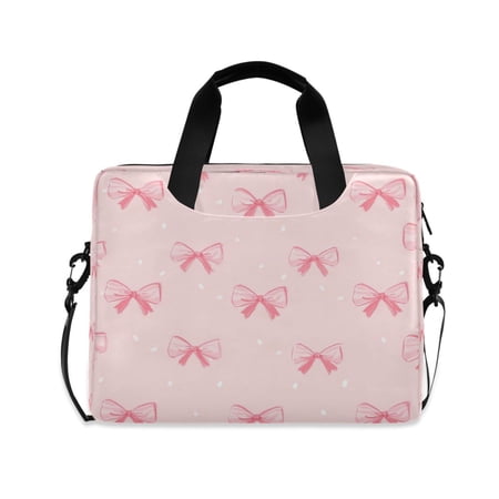 16" Laptop Briefcase for Work Travel Laptop Shoulder Bag Carrying Handbag Laptop Case Pink Bow Pattern