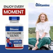 TNVitamins Glucosamine Sulfate Capsules 2000 MG (180 Count) | Joint Support* Supplement for Women & Men | Produced in The USA | Promotes Flexibility & Mobility