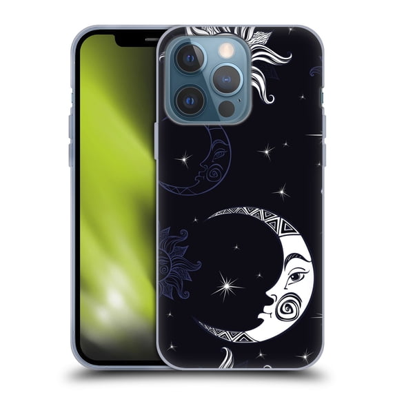 Head Case Designs Officially Licensed Haroulita Magick - Tarot - Mystical Star And Moon Black Soft Gel Case Compatible with Apple iPhone 13 Pro