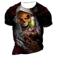 thumbnail image 1 of Ropa con patrón de Papá Noel para hombre, camiseta de manga corta con cuello redondo, talla grande europea, novedad de 2024, 1 of 4